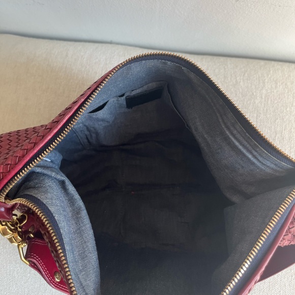 Clare V Woven Leather Hobo Crossbody in Wine - Picture 8 of 8